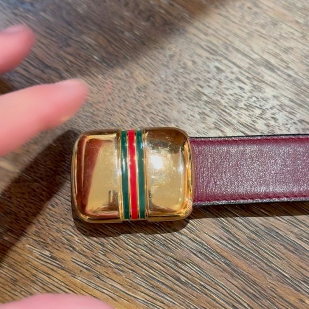 GUCCI Vintage Red Leather Belt, 1979, Size Small - Picture 7 of 12